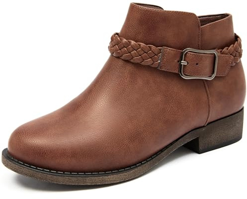 Veittes Women's Ankle Boots, Casual Thick Heel Side Zipper Office Comfort Boots.(2404001,DB/PU,8.5 UK)
