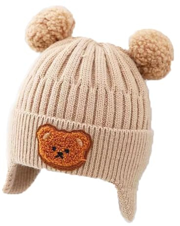 BNOYONERAS Gorro de Punto para Bebé, Gorro de Punto de Invierno para Niños y Niñas, Punto Bebés y Niños Pequeños Gorro, Sombrero de Invierno, Gorro de Bebé, Gorro de Calentito para Otoño (Caqui)