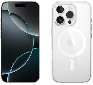Apple iPhone 16 Pro 256 GB - Titan Weiß + Clear Case mit MagSafe