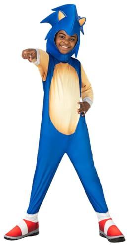 Rubies Déguisement Sonic The Hedgehog classique pour garçons et filles, combinaison avec couvre-bottes et accessoire pour la tête, Licence officielle Sega Sonic pour Noël, carnaval, Halloween,
