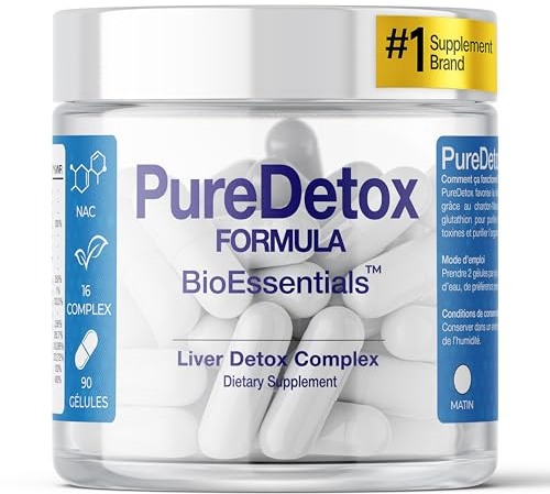 BioEssentials PureDetox – Complexe Détox & Soutien Hépatique – Chardon-Marie 300mg 91% Silymarine – Bien-être Quotidien & Antioxydant – L-Carnitine + Artichaut – 60 Gélules Végétales