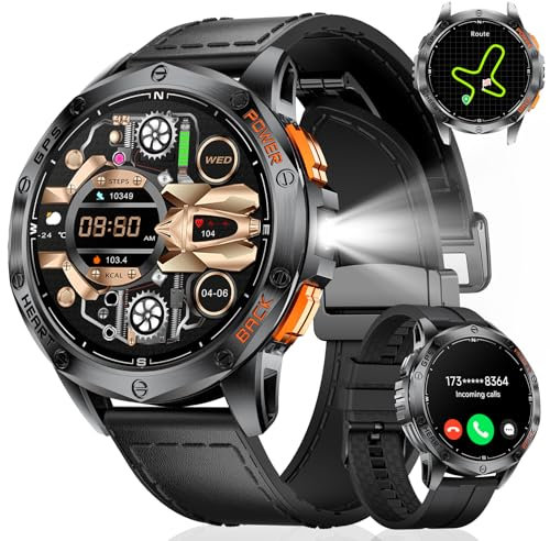 GPS Montre Connectée Homme avec 530mAh Batterie(Noir), 1,43 AMOLED Montre Intelligente Smartwatch avec Appel Moniteur de Sommeil de Fréquence Cardiaque 180 Modes Sportifs pour Android iOS,50M Étanche