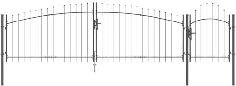 vidaXL Puerta de jardín Negro 125 x 500 cm, Puerta de acero moderna para jardín y terraza, diseño rectangular, resistente al clima, fácil de instalar.