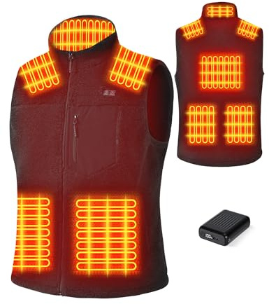 Toastiv Chaleco Calefactable Hombre con 18400mAh 7.4V， Forro Polar, 8 Zonas Calefactoras, Lavable, Chaleco Eléctrico Para Uso Diario y al Aire Libre