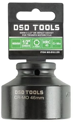 DSD TOOLS 1/2″ Drive 46mm 6-Point Impact Socket DS1139 | Heavy-Duty Wheel Nut Socket for Triumph Motorcycle | Professional Impact-Rated 46mm