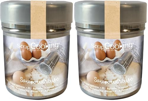 ScrapCooking - Saupoudreuse à Maille Fine - Saupoudreuse Farine Sucre Cacao - Tamis Pâtisserie - 5271 (Lot de 2)