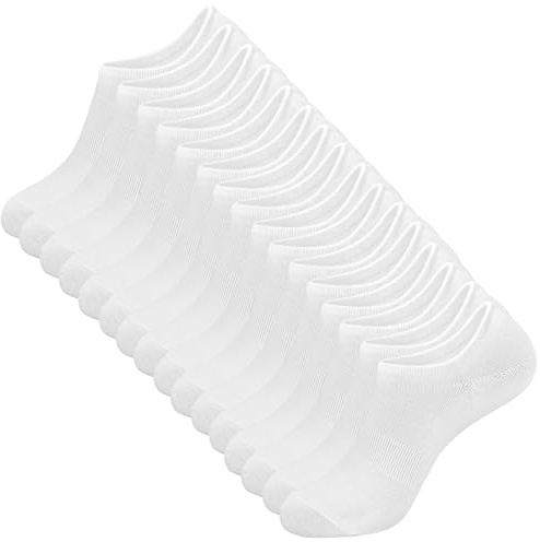 LUVEEVA No Show Trainer Socks for Women Men, 8 Pairs Invisible Low Cut Cotton Rich Socks with Non Slip Heel Grip
