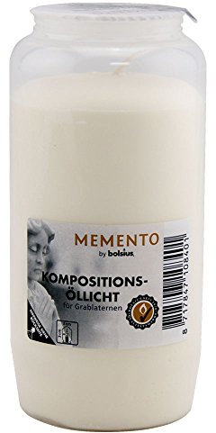 Bolsius Kompositionsöllicht Nr. 7, 24er Pack Memento - Grabkerzen, Grablicht - Brenndauer ca. 105 Stunden (Memento - weiß) ohne Duft