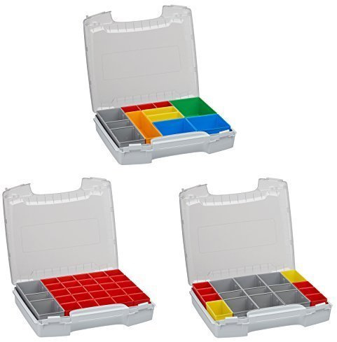 Coffret de rangement modulable | Lot de 3 i-BOXX 72 (gris) avec Insetbox A3, H3 & I3 | Pour RACK & LSBOXX | Boîte de tri pour vis et quincaillerie