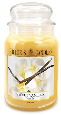 Price's - Vela en tarro grande Sweet Vanilla – Dulce, deliciosa fragancia de calidad – Aroma de larga duración – Hasta 150 horas de tiempo de combustión