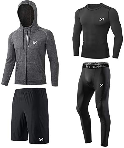 MEETYOO Maglietta a Compressione da Uomo, Leggings Sportivi, Pantaloni da Corsa, Maglietta Funzionale da Uomo, Pantaloni a Compressione, Abbigliamento Funzionale per Corsa, Palestra, Fitness