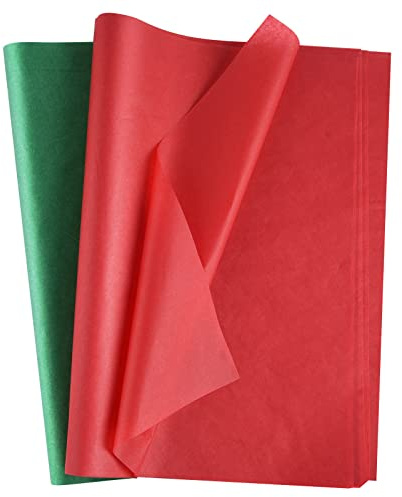 MIAHART 60 Sheets Christmas Tissue Paper Bulk 50 * 35cm Red and Green Christmas Wrapping Paper for DIY and Craft Gift Bags Packaging Decorations
