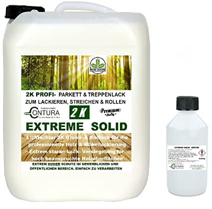 2K Parkettlack Parkettsiegel Matt Treppensiegel Treppenlack Fußbodenlack Dielenlack Contura Zweikomponenten Lack Klarlack Mattlack farblos (10 Liter)