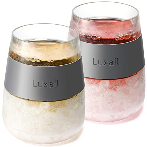 luxail frys vinkoppar, grå, dubbelväggisolerade kylglasögon i plast, isolerad glas med frysgel, glas för rött och vitt vin, 240 g, gåvor för kvinnor