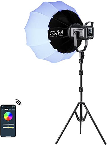 GVM 150W RGB Videoleuchte mit Softbox, 2700K~7500K Fotografie Dauerlicht, led Video Beleuchtung mit 8 Lichtszenen, Bowens LED Studiolicht für YouTube, Studio fotografielichter Konferenzlicht Streaming