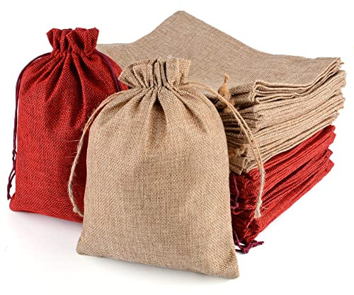 30 pezzi Juta Burlap sacchetti regalo con coulisse 20 * 30cm Natale Burlap Sack caramelle biscotti dolce sacchetto per bambini festa bomboniere