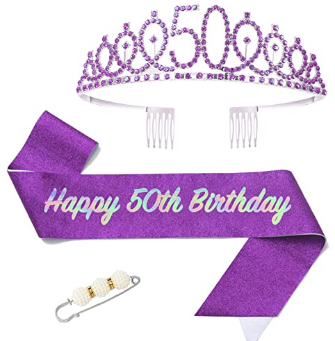 Bandeau et diadème d'anniversaire pour femme, couronne d'anniversaire et bande imitation or noir pour elle, accessoires de fête