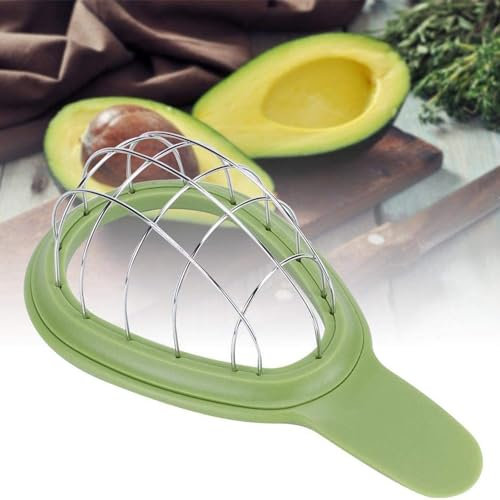 Tuzsocr Trancheuses d'avocat,Coupe-Couteau en Acier Inoxydable à L'avocat, Hachoir à dés d'avocat,Outil de Coupe d'avocat,Séparateur de pulpe de Fruits,pour Fruits,Kiwi,Mangue,Outil de Cuisine - Vert