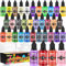Airbrush Farben Set - 36 Farben Airbrush Paint Acryl Farben, Spritzfertiges Airbrush-Set auf Wasserbasis für Modellbau, Leinwand, Papier, Holz, Stein, Keramik, 20 ml-Neonfarben, Metallicfarben
