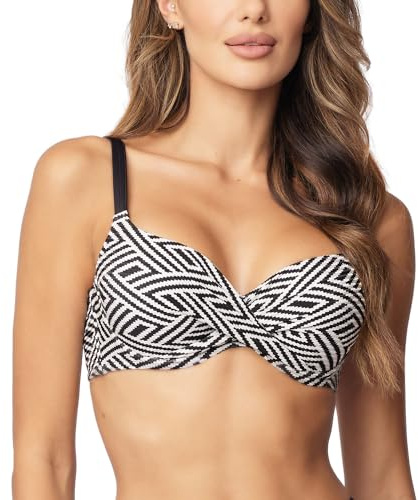 VIVISENCE Bikini push-up bh dam badmode blommig justerbar klassisk EU 3222, svart, 80C