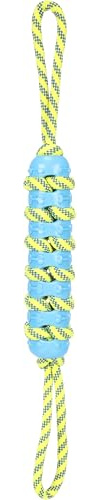 FLAMINGO Jouet Chien – Tofla Corde à Tirer & Bâton Bleu & Jaune – 55×5×5 cm – Nylon & TPR – Flotte – Poignées