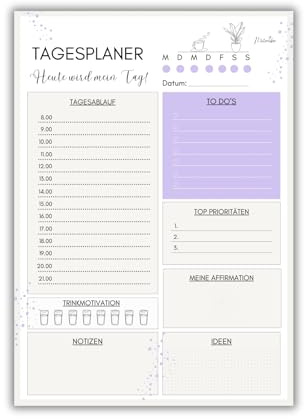 Mutzauber® Undatierter Tagesplaner DIN A4 im Boho-Design – Abreißblock mit 50 Seiten | To-Do-Liste, Daily Planner, Aufgabenliste, Tagesplaner für mehr Motivation & Erfolg Terminkalender
