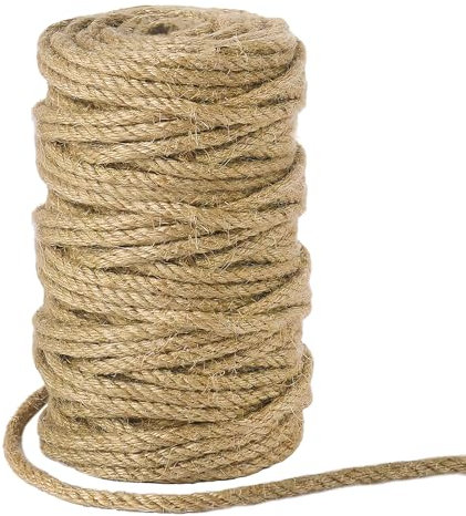 Cuerda de Yute 6mm x 30m Cuerda Cañamo Natural Cuerdas Sisal Cuerda SOGA Gruesa Rascador para Gatos para Manualidades Jardinería Decoración Artesanía Envoltura