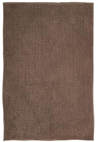 NYVI Badematte NYVISpa Chenille 60x90 cm Taupe Rechteckig - Badezimmerteppich - rutschfest, Saugfähig, Schnell Trocknend, Fußbodenheizung geeignet, Oeko-TEX, Waschbar, Weich
