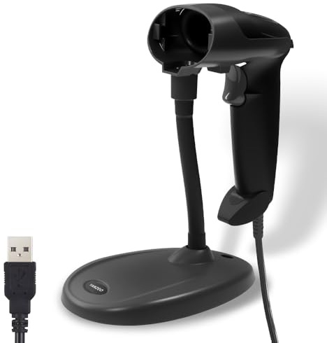 YANZEO Scanner di codici a barre 1D 2D con supporto regolabile, scanner di codice QR, lettore di codici a barre portatile USB con sensore di immagine CMOS e rilevamento automatico dello schermo