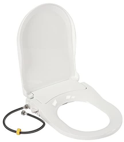Smart Bidet Toilet Seat, with Non Electric Self Cleaning Dual Nozzles Separated Rear & Feminine Natural Water Spray, Soft Closed Toilet Seat Combined Toilet Bidet, White