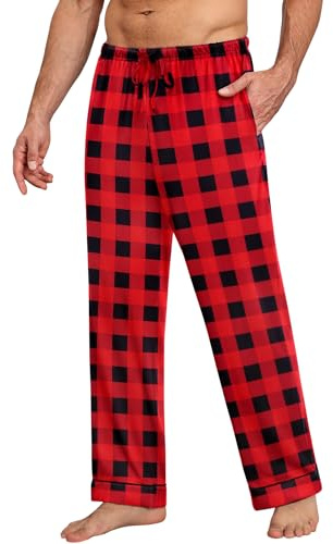 Ekouaer Bekväma pyjamasbyxor för män, sommar, pyjamasbyxor, lätta och andningsbara nattkläder med fickor S-XXL