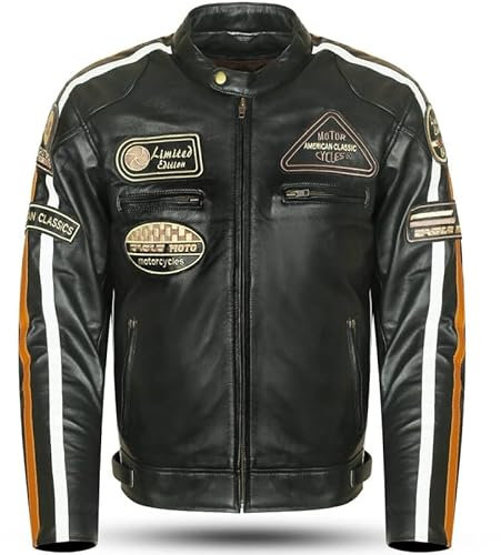 Giubbotto Moto Uomo in Pelle di Agnello – Stile Café Racer & Custom Harley | Vintage Cerato a Mano con Protezioni CE