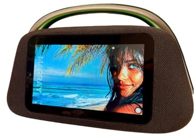 Solaris - Altavoz inteligente Boombox con pantalla táctil HD de 10.1 pulgadas, sonido de 80 W, Bluetooth 5.3, Android 13, entrada HDMI y guitarra, altavoz portátil con soporte de micrófono, batería de