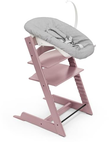 Tripp Trapp Stuhl von Stokke (Heather Mauve) mit Newborn Set (Grey) - Für Neugeborene bis zu 9 kg - Gemütlich, sicher & einfach zu verwenden