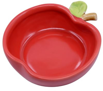 ANMOO Ceramic Hamster Food Bowl, Anti-Tip Chew-Proof Water Dish, Red | Apple Shape Bowl Easy to Clean & Heavy Duty Feeding Drinking Guinea Pig Bowl for Syrian Gerbil Mouse Chinchilla Hedgehog