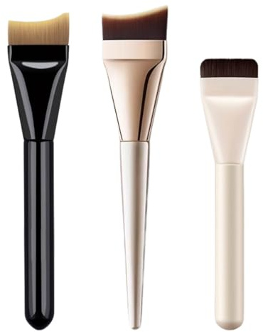 3 Pièces Pinceau Plat pour Maquillage du Visage, Pinceaux Fond de Teint Ultra Fins, Pinceau Parfait pour le Mélange Liquide
