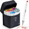 Ohuhu 80 Colours Dual Tips Permanent Marker Pens Art Markers for Highlighter Pen with Carrying Case for Drawing Sketching Adult Colouring Highlighting and Underlining
