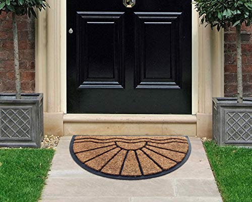 Coco&Coir Door Mat | Natural Coir | Non-Slip | Thick Coir | Premium Quality | Rubber Backed | Eco-Friendly | Indoor | Outdoor | Heavy Duty | Entrance Door Mat | 45 x 75 cm (The Sunrise)