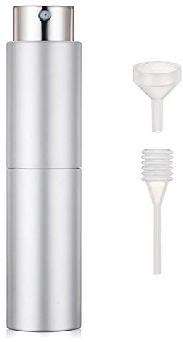 MELLIEX Atomizzatore Profumo, Bottiglie Vuote di Profumo, Ricaricabile, Bottiglia Vaporizzatori per Uomo e Donna con Imbuto e Pipetta, 20 ml, Argento