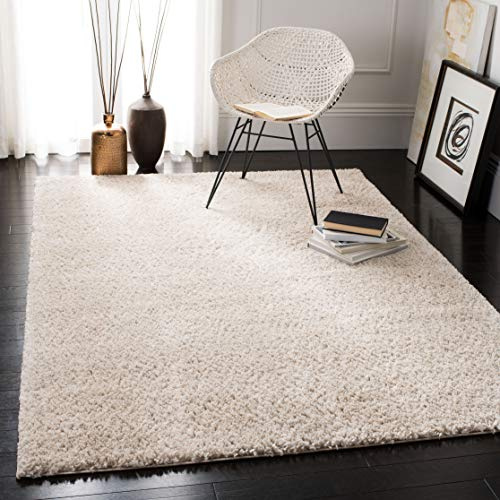 Safavieh Tapis Shag pour Salon, Salle à Manger, Chambre à Coucher - August Shag Collection, Tapis à Poil Court, Beige, 79 X 244 cm