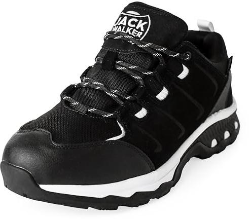 Jack Walker Herrars Promenad Ultra Lättviktiga Vent Låga Vandring Klättring Vattentäta Trainers Glid JW007 (44 EU, Svart & Vit)