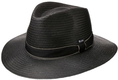 Lipodo Black Traveller Strohhut Damen Herren Made in Italy Sonnenhut 100% Papierstroh Ripsband Strandhut Frühjahr Sommer schwarz XL (60-61 cm)