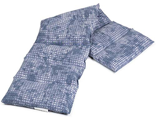 Cuscino termico - Cuscino con semi di uva, 75x20cm. Cuscino riscaldabile per la schiena, il ventre e molto altro, con 8 compartimenti. Terapia caldo e freddo (used look grigio-blu)