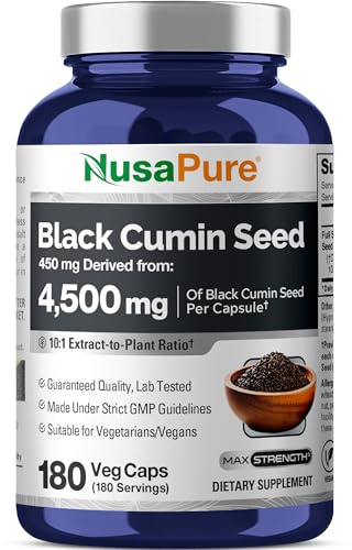 NusaPure Black Cumin Seed, 450 mg, 180 Veg Capsules (Non-GMO, Vegan)