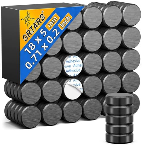 100 Pack Strong Magnet, Fridge Magnets for Crafts, Ceramic Magnets with Adhesive Backing, Flat Circle Ferrite Industrial Magnet for Craft, DIY, Science, Hobbies, Project, 0.7'' D x 0.19'' H