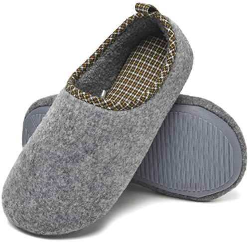 ChayChax Chaussons de Maison Femme Hiver Chaud Peluche Pantoufles Mousse à Mémoire Légère Confort Chaussures en Coton d'intérieur,Gris Feutre,EU 42/43