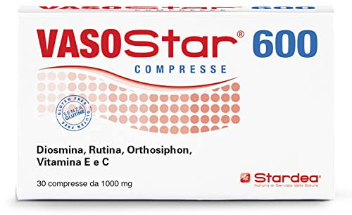 Stardea Vasostar 600, Insufficienza Venosa Cronica, Bioflavonoidi, Diosmina, Benessere delle Gambe, Contro la Pesantezza e Gonfiore delle Gambe, Integratore Alimentare, 30 Compresse