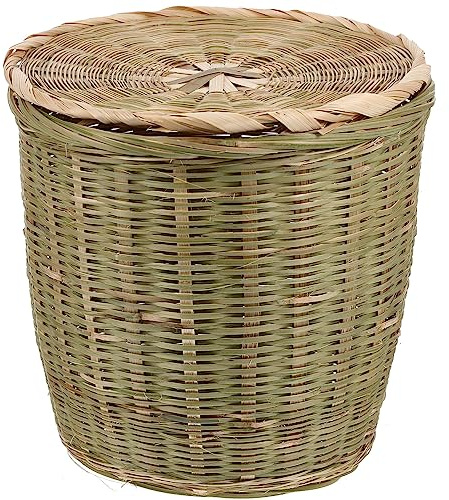 Operitacx Cesta De Bambú Tejida Con Tapa Cesta De Almacenamiento Para Cocina Y Baño Organizador Versátil Para Verduras Juguetes Y Misceláneas Papelera De Mimbre Para Hogar