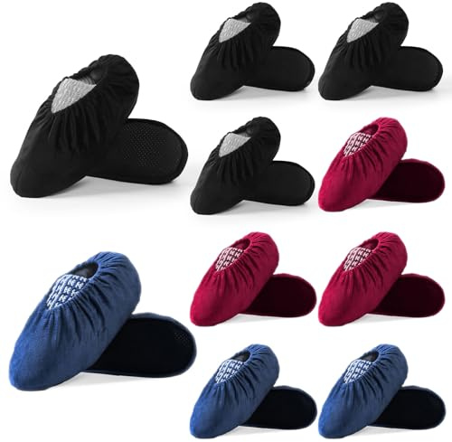 WUFANC 10 Paia Copriscarpe Lavabili - Copri Scarpe da Casa sono Antiscivolo Resistenti All'usura, Lavabili in Lavatrice - Copriscarpe Casa Ospiti Adatti per Diverse Aree Come Pavimenti