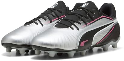 PUMA King Match FG/AG Jr, Zapatillas de Deporte Unisex niños, Puma Silver Puma Black Sun Struck Puma White, 38 EU